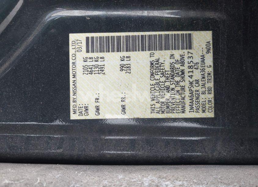 Photo 9 of 2017 Nissan Maxima 3.5 SL (VIN 1N4AA6AP5HC418537)