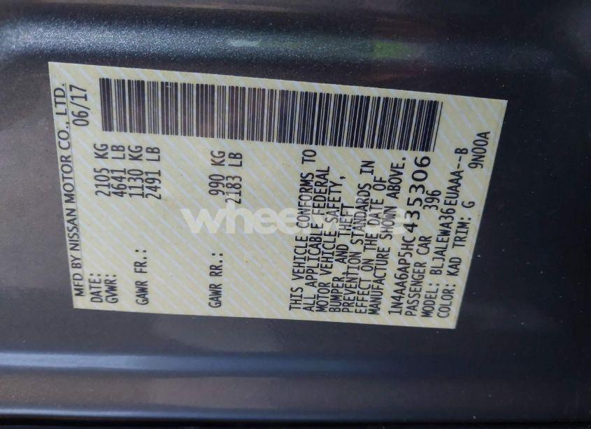 Photo 9 of 2017 Nissan Maxima 3.5 SL (VIN 1N4AA6AP5HC435306)