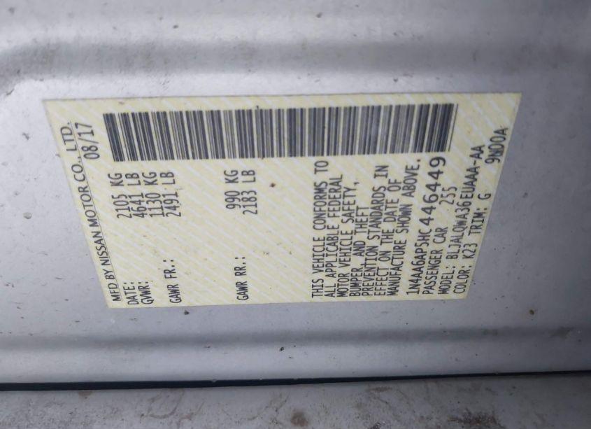 Photo 9 of 2017 Nissan Maxima 3.5 S (VIN 1N4AA6AP5HC446449)