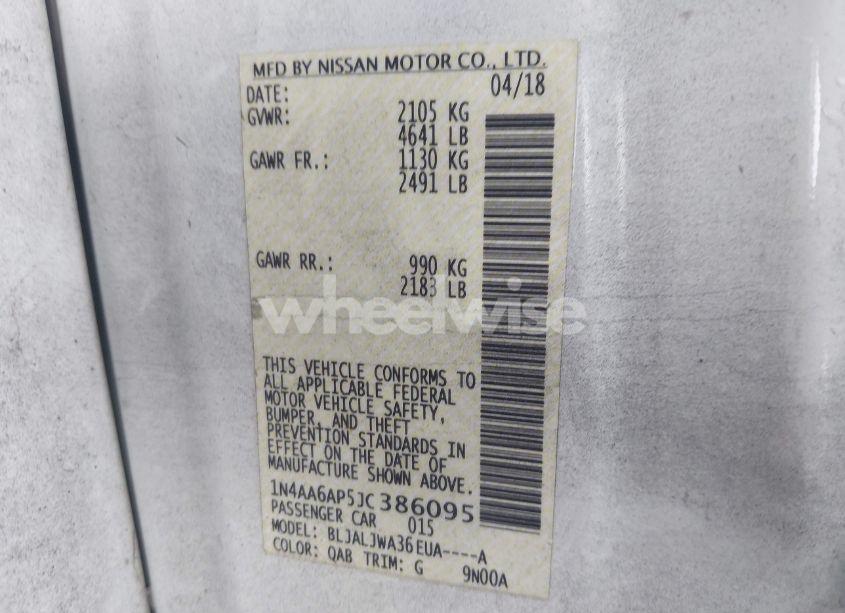 Photo 9 of 2018 Nissan Maxima 3.5 SV (VIN 1N4AA6AP5JC386095)