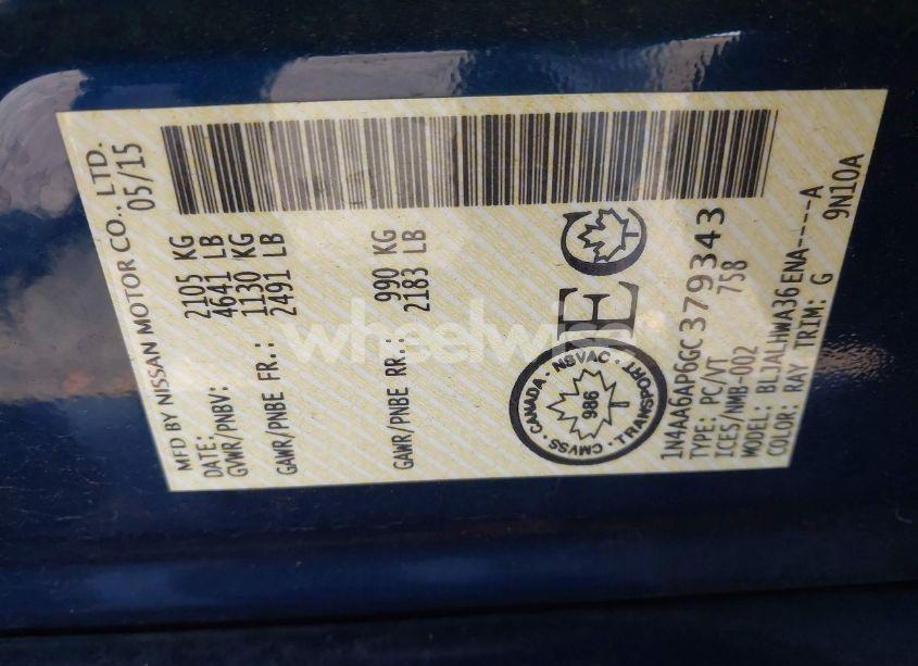 Photo 9 of 2016 Nissan Maxima 3.5 PLATINUM/3.5 S/3.5 SL/3.5 SR/3.5 SV (VIN 1N4AA6AP6GC379343)