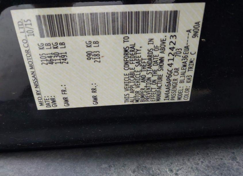 Photo 9 of 2016 Nissan Maxima 3.5 SL (VIN 1N4AA6AP6GC412423)