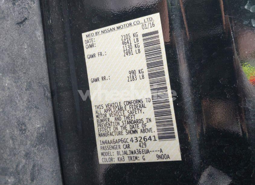 Photo 9 of 2016 Nissan Maxima 3.5 SV (VIN 1N4AA6AP6GC432641)