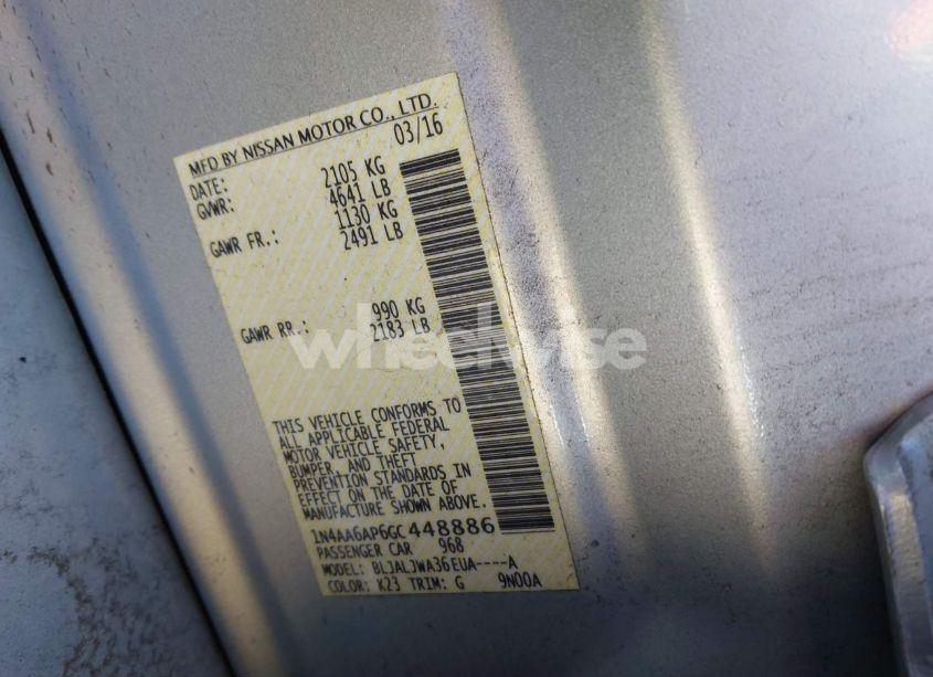 Photo 9 of 2016 Nissan Maxima 3.5S/SV/SL/SR/PLAT (VIN 1N4AA6AP6GC448886)