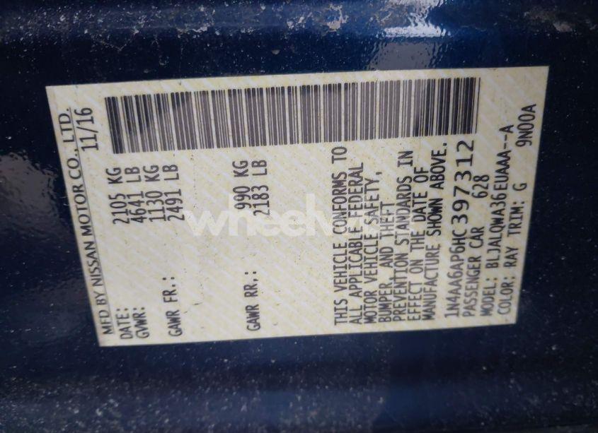 Photo 9 of 2017 Nissan Maxima 3.5 S (VIN 1N4AA6AP6HC397312)