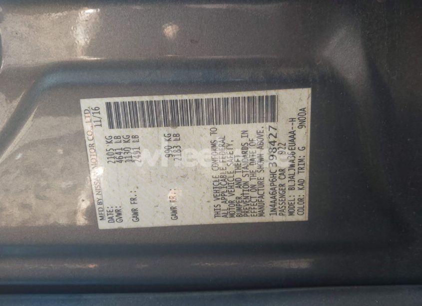 Photo 9 of 2017 Nissan Maxima 3.5 SV (VIN 1N4AA6AP6HC398427)