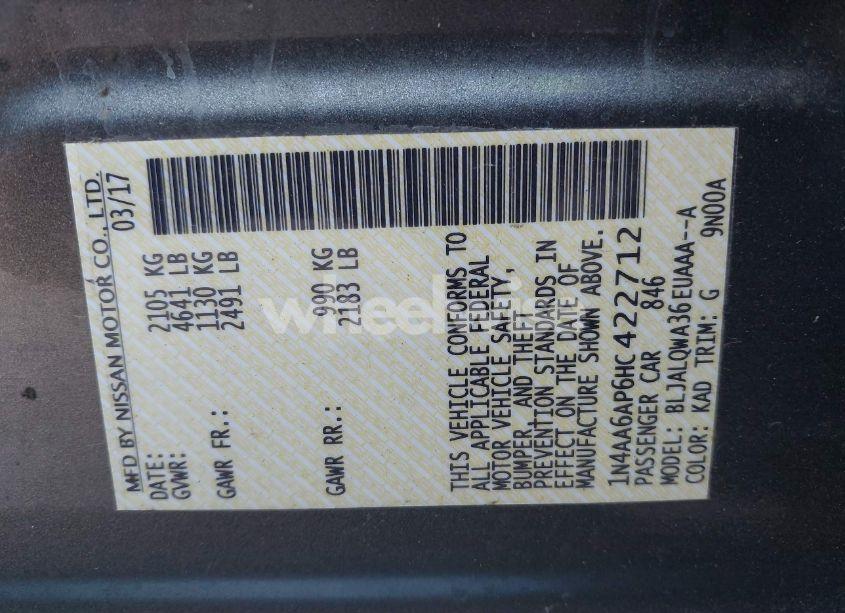 Photo 9 of 2017 Nissan Maxima 3.5 S (VIN 1N4AA6AP6HC422712)