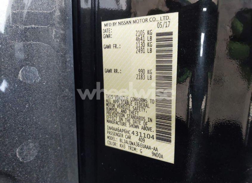 Photo 9 of 2017 Nissan Maxima 3.5 S (VIN 1N4AA6AP6HC431104)