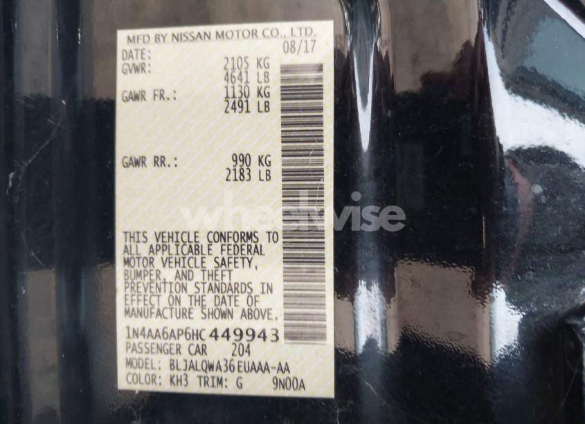 Photo 9 of 2017 Nissan Maxima 3.5 S (VIN 1N4AA6AP6HC449943)