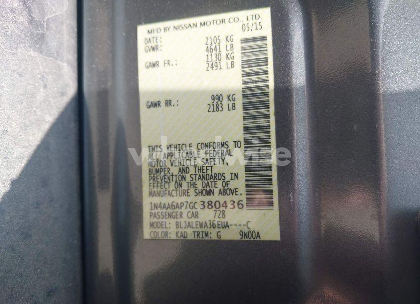 Photo 9 of 2016 Nissan Maxima 3.5 SL (VIN 1N4AA6AP7GC380436)