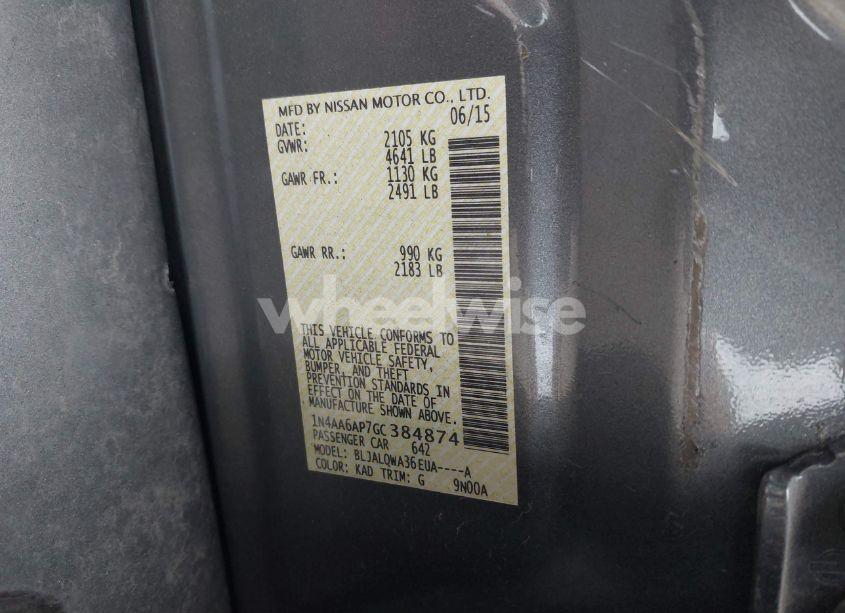 Photo 9 of 2016 Nissan Maxima 3.5 S (VIN 1N4AA6AP7GC384874)