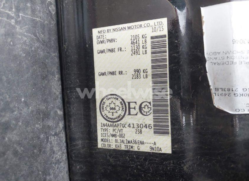 Photo 9 of 2016 Nissan Maxima (VIN 1N4AA6AP7GC413046)