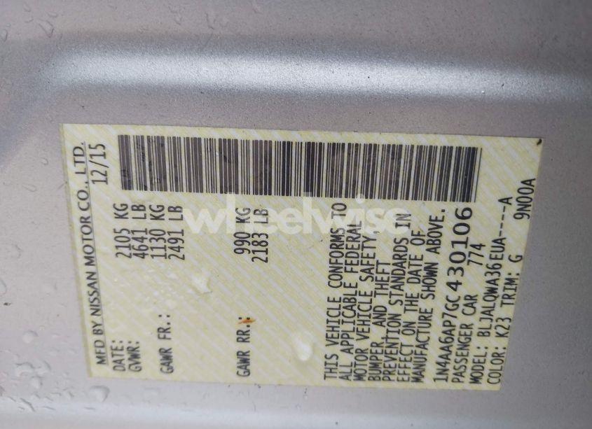 Photo 9 of 2016 Nissan Maxima 3.5 S (VIN 1N4AA6AP7GC430106)