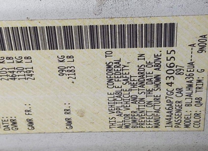 Photo 9 of 2016 Nissan Maxima 3.5 PLATINUM (VIN 1N4AA6AP7GC430655)