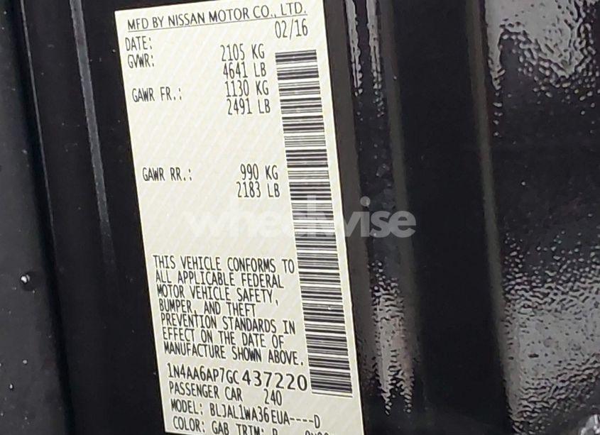 Photo 9 of 2016 Nissan Maxima 3.5 SR (VIN 1N4AA6AP7GC437220)