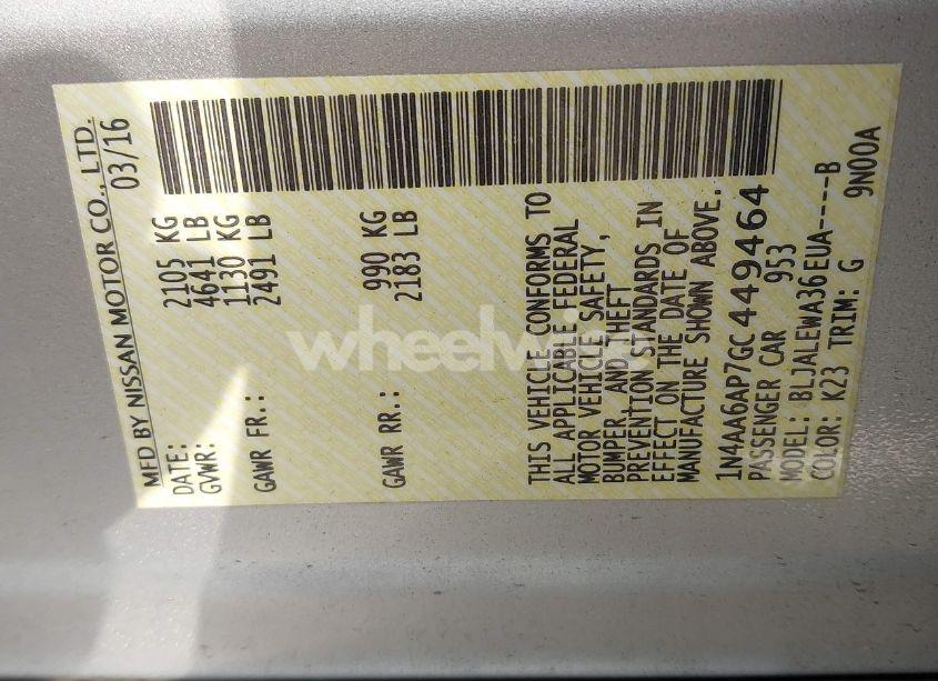 Photo 9 of 2016 Nissan Maxima 3.5 SL (VIN 1N4AA6AP7GC449464)