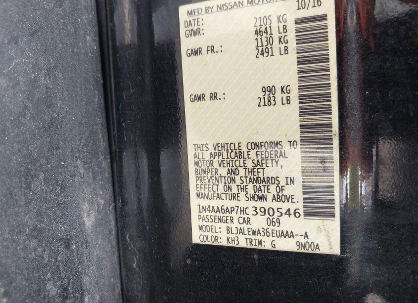 Photo 9 of 2017 Nissan Maxima 3.5 SL (VIN 1N4AA6AP7HC390546)