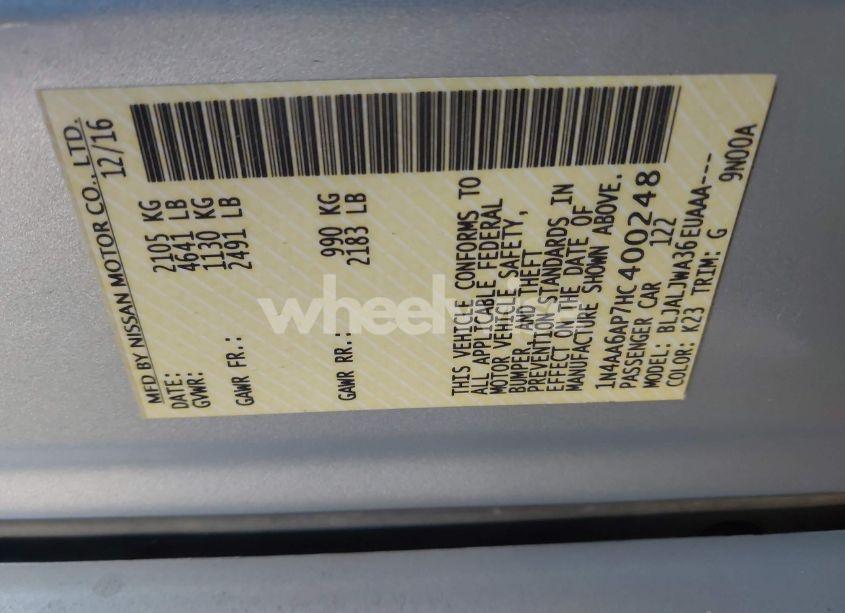 Photo 9 of 2017 Nissan Maxima 3.5 SV (VIN 1N4AA6AP7HC400248)