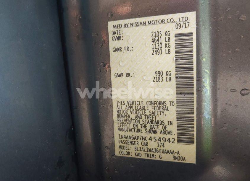 Photo 9 of 2017 Nissan Maxima 3.5 SR (VIN 1N4AA6AP7HC454942)