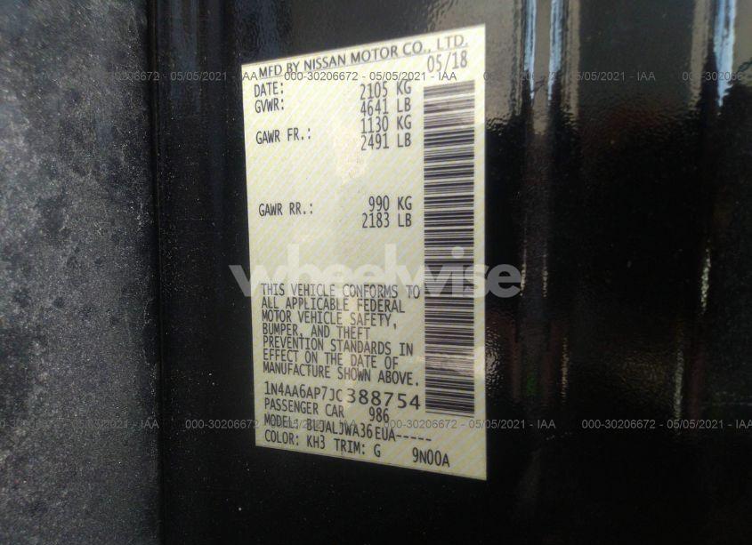 Photo 9 of 2018 Nissan Maxima 3.5 SV (VIN 1N4AA6AP7JC388754)