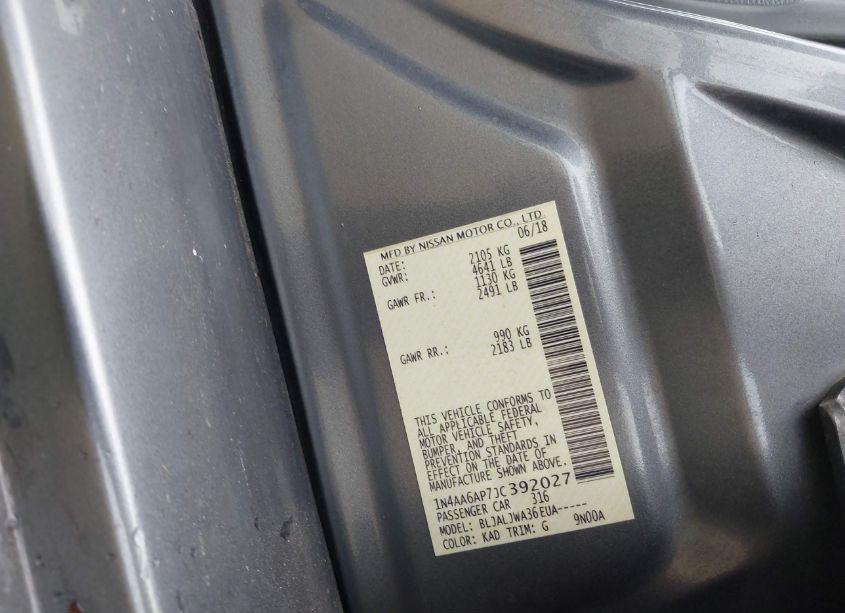 Photo 9 of 2018 Nissan Maxima 3.5 SV (VIN 1N4AA6AP7JC392027)