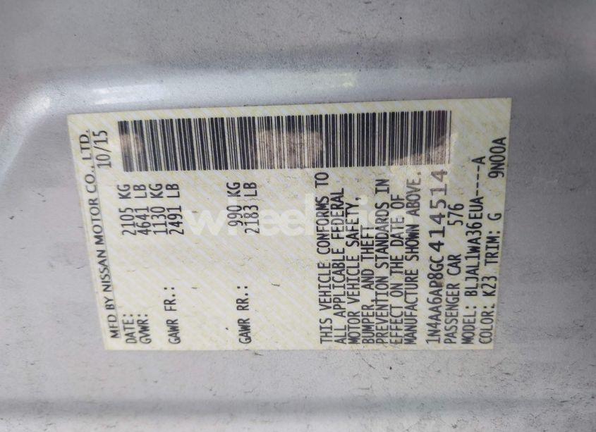 Photo 9 of 2016 Nissan Maxima 3.5 SR (VIN 1N4AA6AP8GC414514)