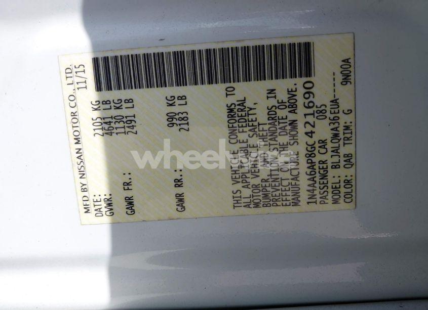 Photo 9 of 2016 Nissan Maxima 3.5 PLATINUM/3.5 S/3.5 SL/3.5 SR/3.5 SV (VIN 1N4AA6AP8GC421690)