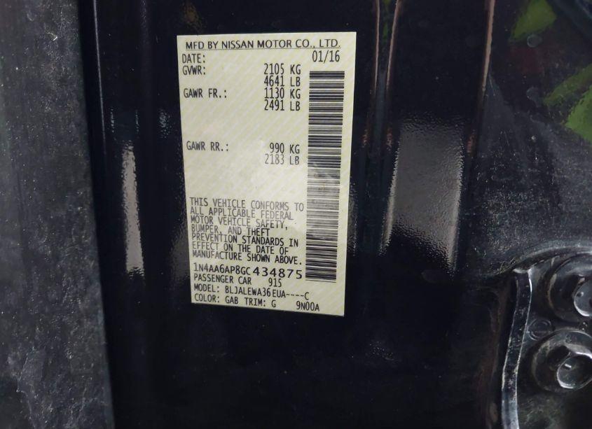 Photo 9 of 2016 Nissan Maxima 3.5 SL (VIN 1N4AA6AP8GC434875)