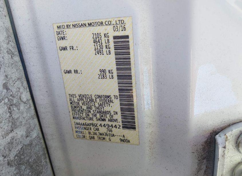 Photo 9 of 2016 Nissan Maxima 3.5 SV (VIN 1N4AA6AP8GC449442)