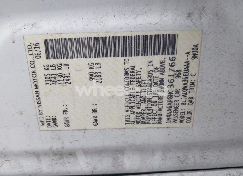 Photo 9 of 2017 Nissan Maxima 3.5 S (VIN 1N4AA6AP8HC361766)