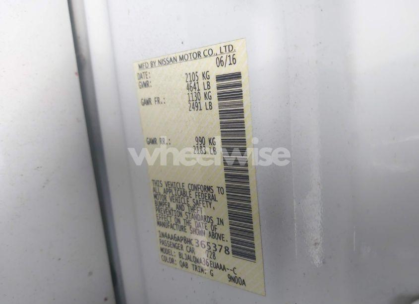 Photo 9 of 2017 Nissan Maxima 3.5 S (VIN 1N4AA6AP8HC365378)