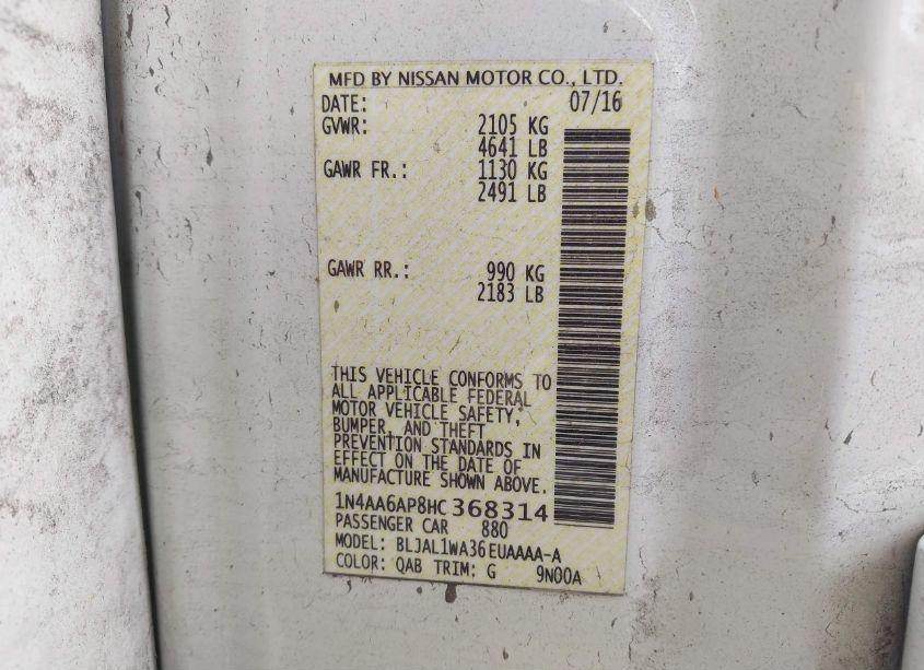 Photo 9 of 2017 Nissan Maxima 3.5 SR (VIN 1N4AA6AP8HC368314)