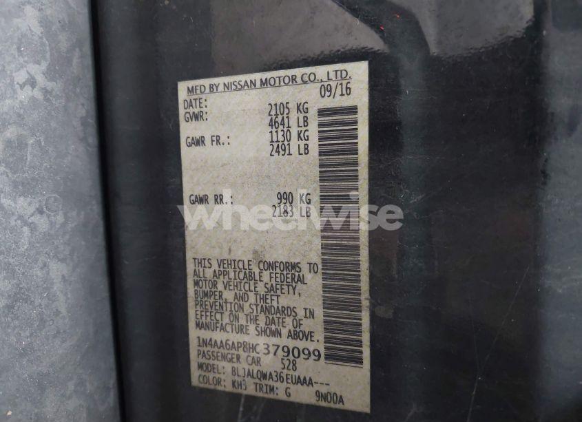 Photo 9 of 2017 Nissan Maxima 3.5 PLATINUM/3.5 S/3.5 SL/3.5 SR/3.5 SV (VIN 1N4AA6AP8HC379099)