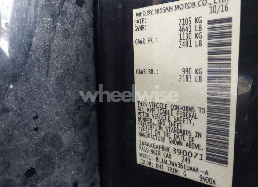 Photo 9 of 2017 Nissan Maxima 3.5 SV (VIN 1N4AA6AP8HC390071)