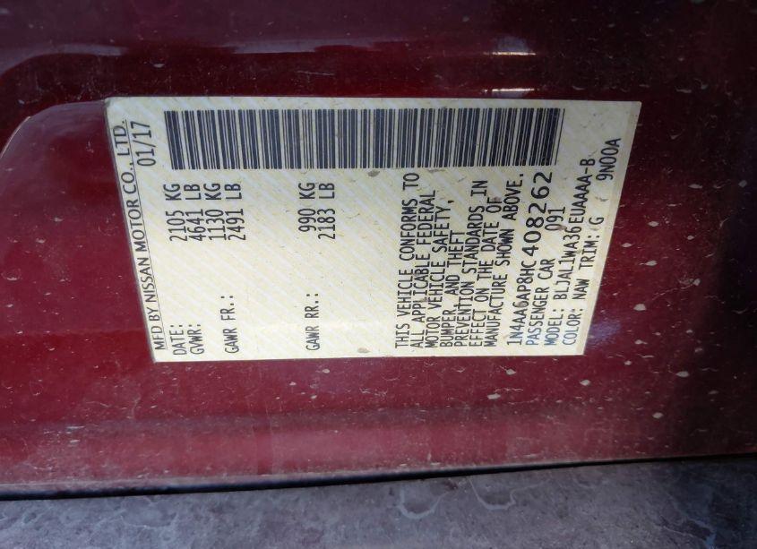 Photo 9 of 2017 Nissan Maxima 3.5 SR (VIN 1N4AA6AP8HC408262)