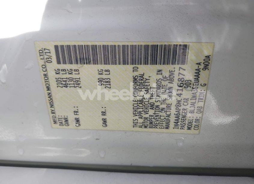 Photo 9 of 2017 Nissan Maxima (VIN 1N4AA6AP8HC416877)