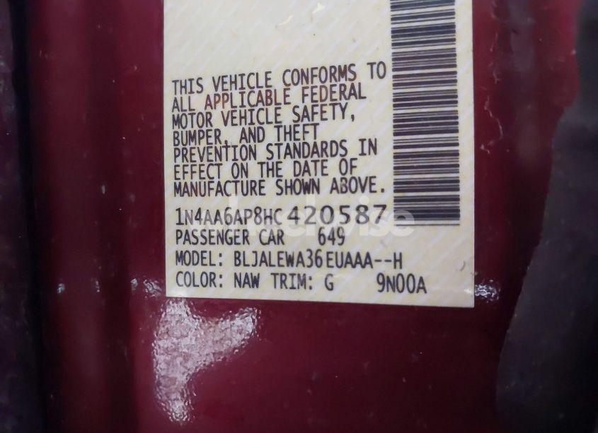 Photo 9 of 2017 Nissan Maxima 3.5 SL (VIN 1N4AA6AP8HC420587)