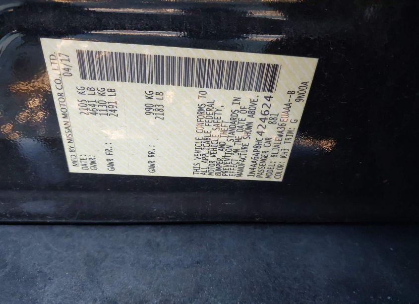 Photo 9 of 2017 Nissan Maxima 3.5 SL (VIN 1N4AA6AP8HC424624)