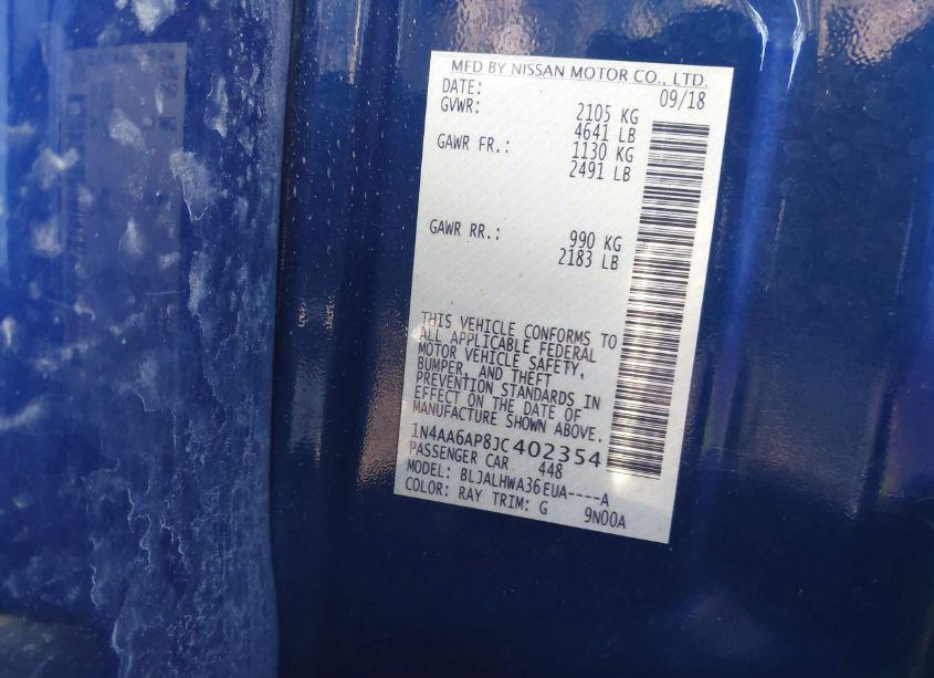 Photo 9 of 2018 Nissan Maxima 3.5 PLATINUM (VIN 1N4AA6AP8JC402354)