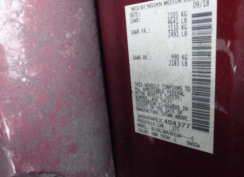 Photo 9 of 2018 Nissan Maxima 3.5 SV (VIN 1N4AA6AP8JC404377)