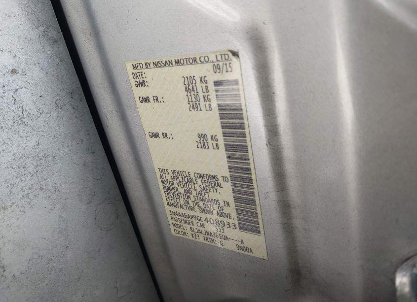 Photo 9 of 2016 Nissan Maxima 3.5 SV (VIN 1N4AA6AP9GC408933)