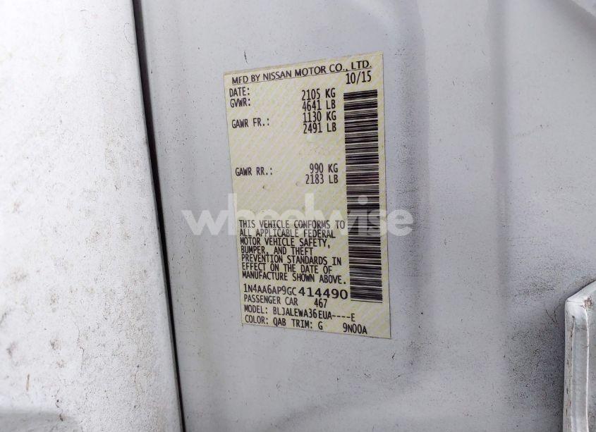 Photo 9 of 2016 Nissan Maxima 3.5 SL (VIN 1N4AA6AP9GC414490)