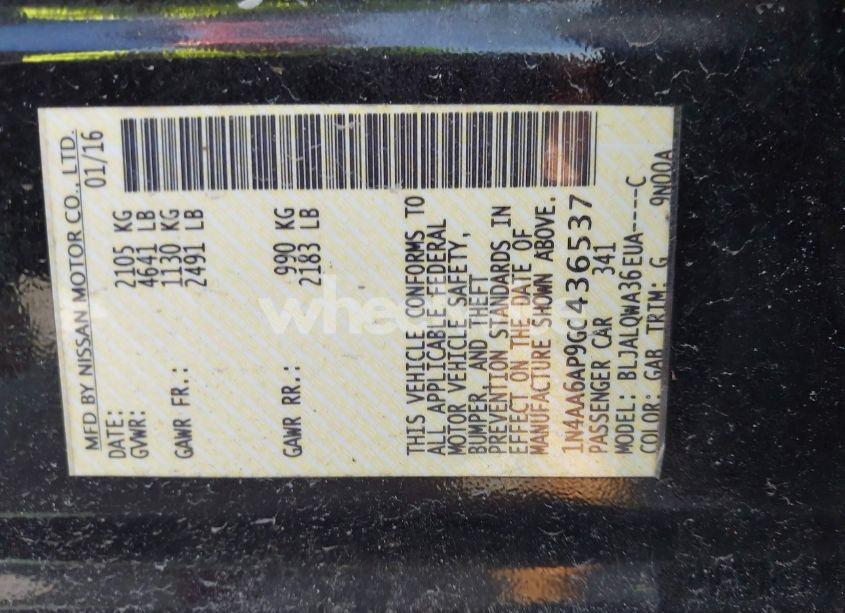 Photo 9 of 2016 Nissan Maxima 3.5 S (VIN 1N4AA6AP9GC436537)