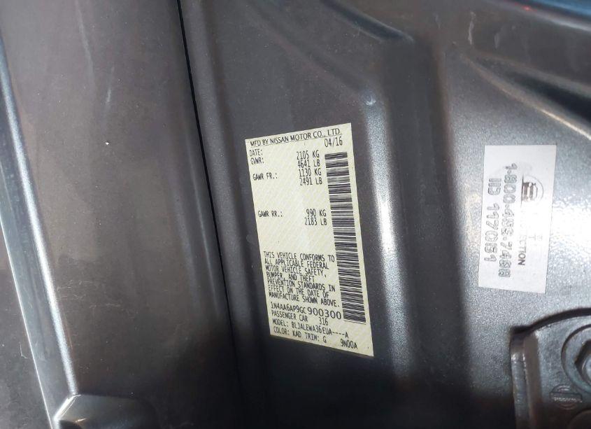 Photo 9 of 2016 Nissan Maxima 3.5 SL (VIN 1N4AA6AP9GC900300)