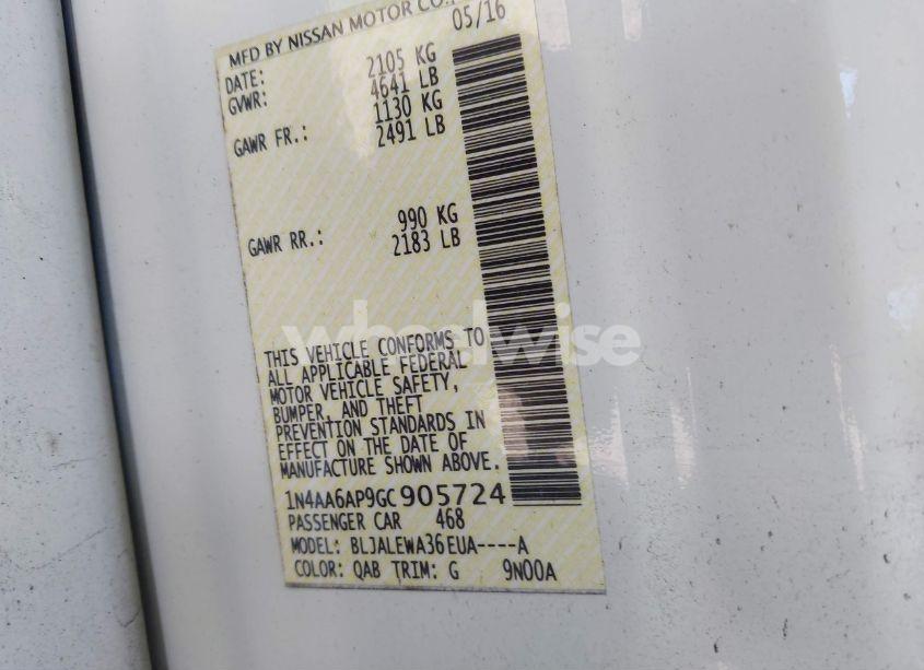 Photo 9 of 2016 Nissan Maxima 3.5 SL (VIN 1N4AA6AP9GC905724)