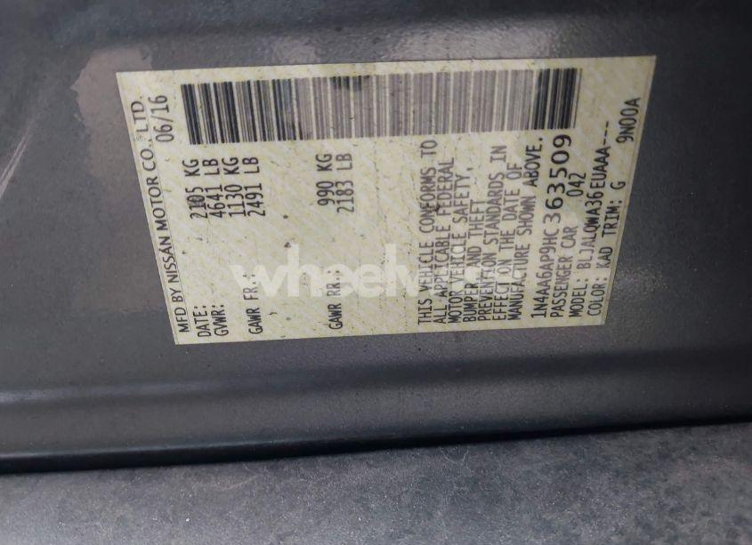 Photo 9 of 2017 Nissan Maxima 3.5 PLATINUM/3.5 S/3.5 SL/3.5 SR/3.5 SV (VIN 1N4AA6AP9HC363509)