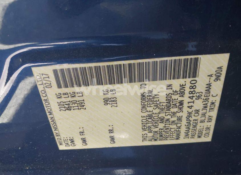 Photo 9 of 2017 Nissan Maxima 3.5 SV (VIN 1N4AA6AP9HC414880)