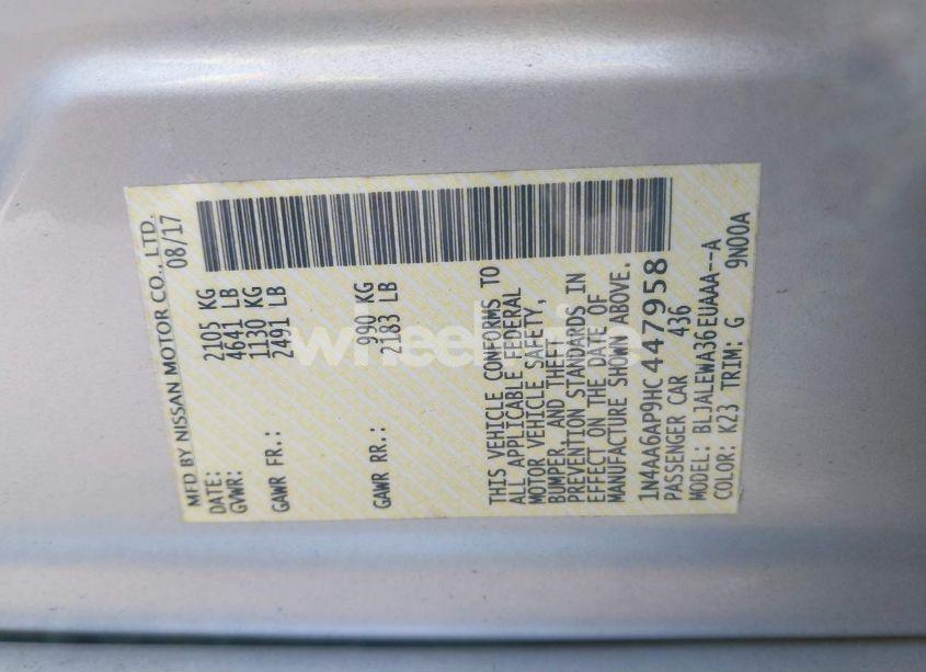 Photo 9 of 2017 Nissan Maxima 3.5 SL (VIN 1N4AA6AP9HC447958)