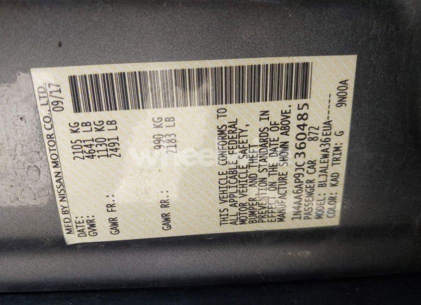 Photo 9 of 2018 Nissan Maxima 3.5 SL (VIN 1N4AA6AP9JC360485)