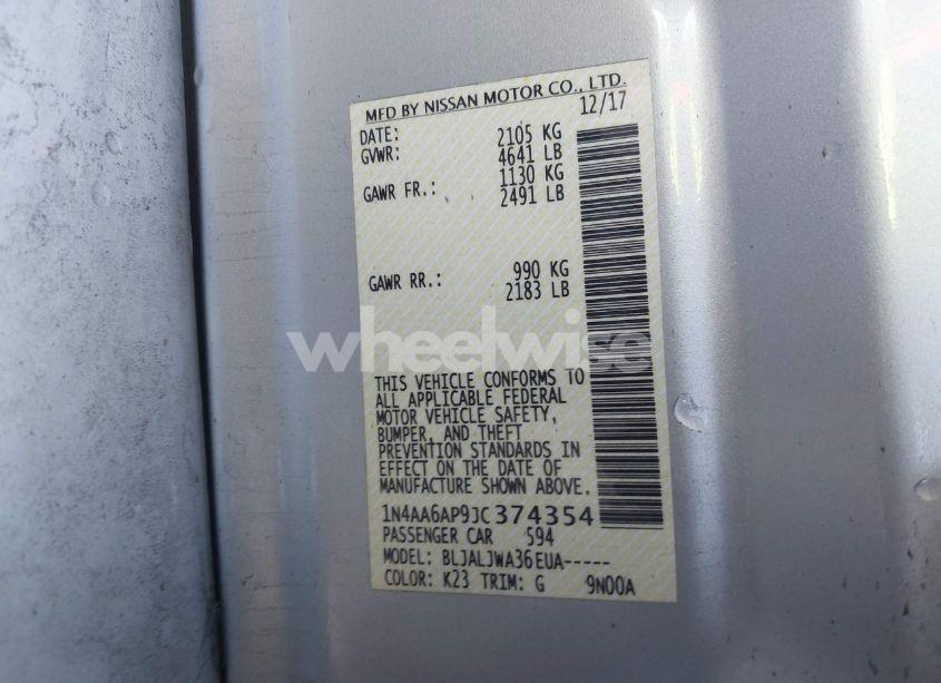 Photo 9 of 2018 Nissan Maxima 3.5 SV (VIN 1N4AA6AP9JC374354)